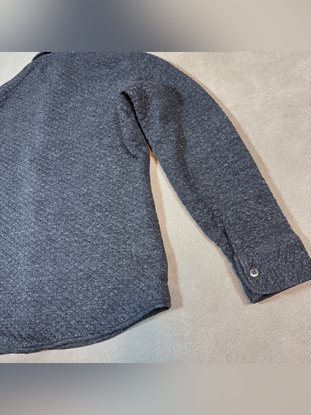 Relwen Bubble Knit Shirt Jacket Mens Large Grey Quilted Button Up Huckberry - Picture 7 of 13